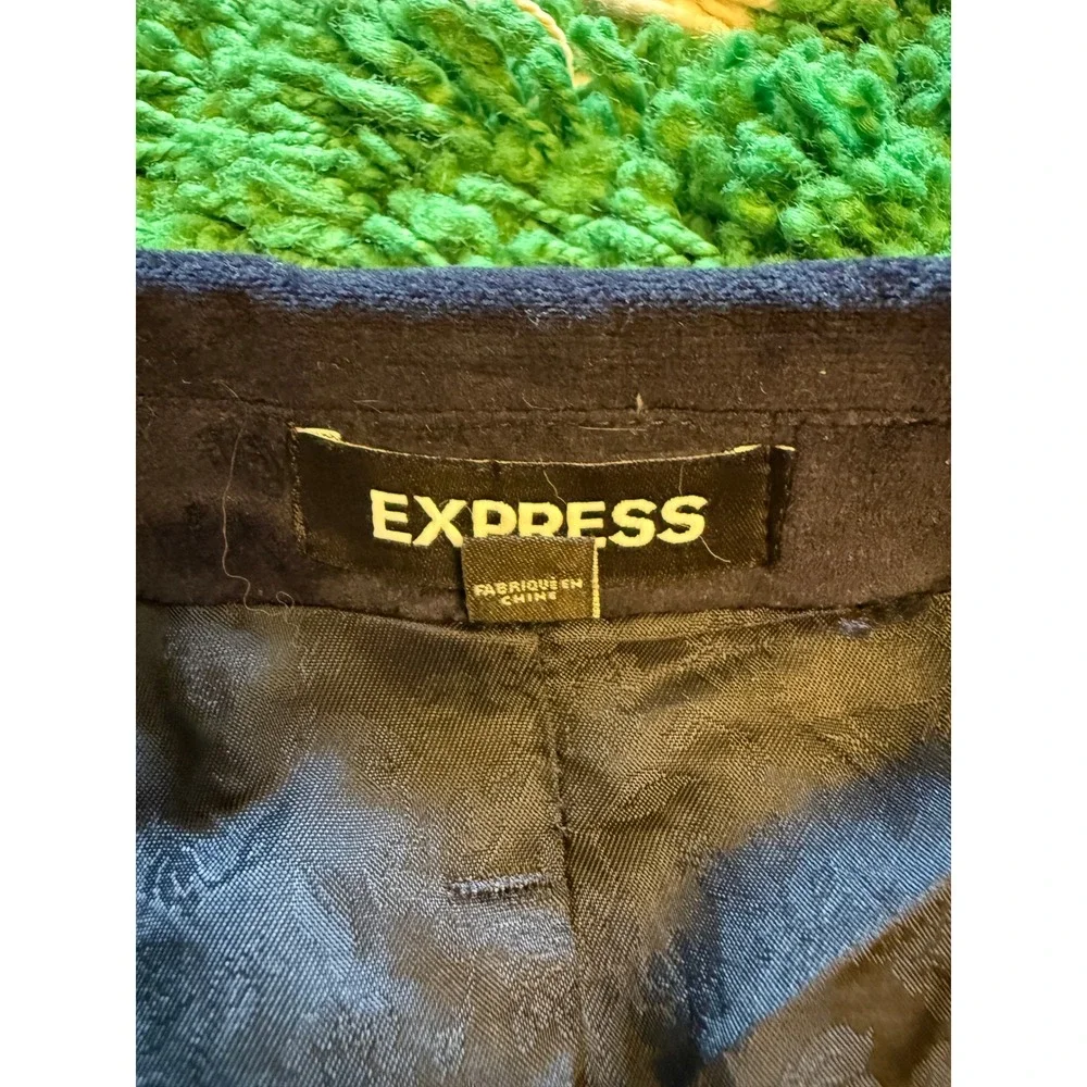 Express Velvet Tuxedo Blazer Mens 40R Navy Blue Excellent Slim Fit Peak Lapel